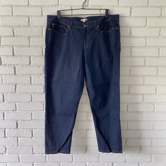 Eileen Fisher Jeans Slim Straight Blue Dark Wash Organic Cotton Blend Size 18 - Picture 1 of 9
